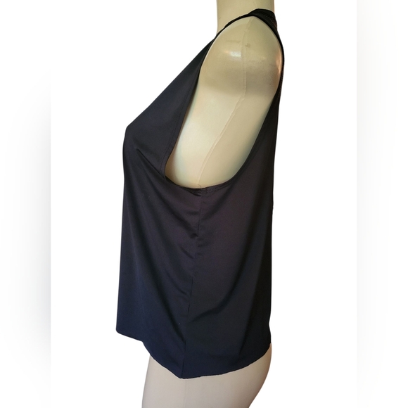 Onzie Black Tank Top with Bib Collar and Mesh Detail - Picture 3 of 4